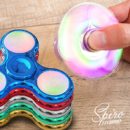 LED Finger Spinner Fidget Hand Spinner Chrome Edition Hand Spiner Tri-Bar Kreisel Anti Stress (Rainbow Chrome mit LED)
